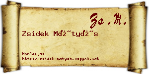 Zsidek Mátyás névjegykártya