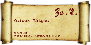 Zsidek Mátyás névjegykártya